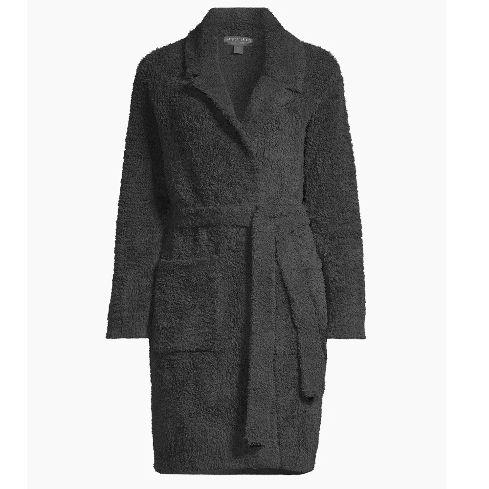 New Barefoot Dreams CozyChic Teddy Coat Coatigan Duster Cardigan Carbon Gray S/M - Picture 1 of 10